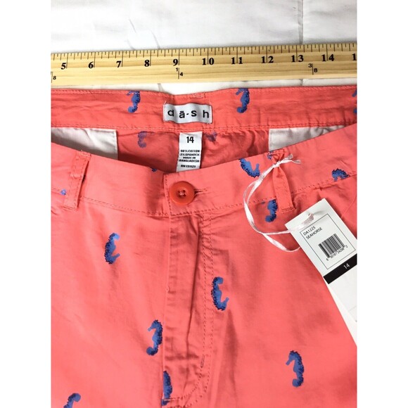 Chino Short Women's Size 14 Orange Chino Pockets Patterned Cotton Sea Horse - Picture 10 of 13
